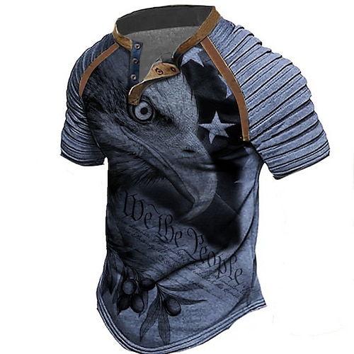 

Per uomo Camicia Henley Maglietta Raglan Animali Stampe astratte Aquila Henley Abbigliamento Esterno Giornaliero Manica corta Collage Plissettato Di tendenza Originale Informale