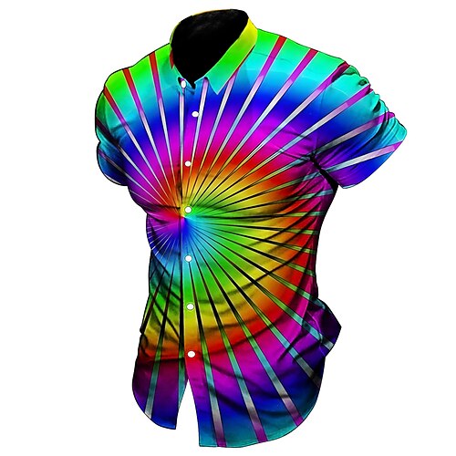 

Homens Camisa Social 3D impressão Abstrato Estampas Abstratas Aberto para a Lateral Azul Verde Ao ar livre Rua Manga Curta Imprimir Roupa Moda Roupa de rua Designer Macia