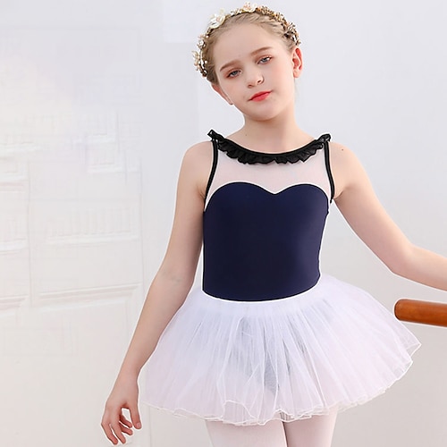 

Dansetøj til børn Ballet Skjørter Draperet Ren Farve Flæser Pige Ydeevne Træning Uden ærmer Høj Polyester Tyl