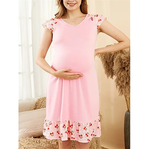 

Dame Mammakjole Uformell kjole Grafisk Midikjole Ermeløs Drapering Trykt mønster V-hals Elegant Daglig Rosa Sommer Vår S M L XL