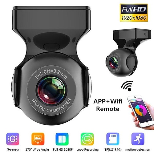 

M2 1080p Sans-Fil / Full HD DVR de voiture 170 Degrés Grand angle Aucun écran (sortie par APP) Dash Cam avec Wi-Fi / G-Sensor / Surveillance du stationnement Non Enregistreur de voiture