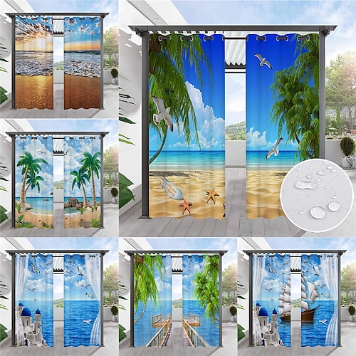 

Waterproof Outdoor Curtain Privacy, Sliding Patio Beach Curtain Drapes , Pergola Curtains Grommet For Gazebo, Balcony, Porch, Party, Hotel, 1 Panel