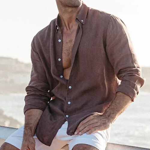 

Per uomo Camicia Camicia con bottoni Maglietta informale Camicia da spiaggia Marrone Manica lunga Liscio Collo ripiegabile Strada Giornaliero Abbigliamento Di tendenza Informale Comodo