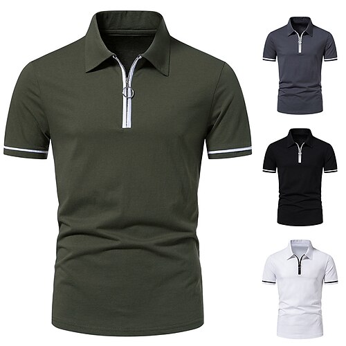 

Per uomo Camicia POLO Ufficio Da tutti i giorni Collo ripiegabile Maniche corte Di tendenza Moderno Liscio Mezza Zip Estate Nero Bianco Blu marino scuro Verde militare Camicia