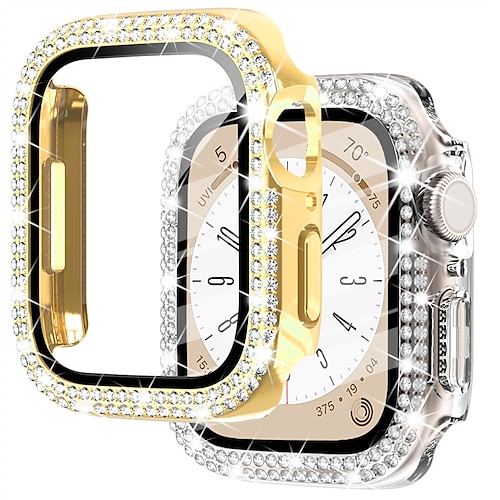 

2 per pacco Custodia per orologi con protezione per lo schermo Compatibile con Apple Watch Series 8 7 45mm / Series 6 5 4 SE 40mm 44mm / Series 3 2 1 38mm 42mm Diamante Bling HD chiaro Resistente