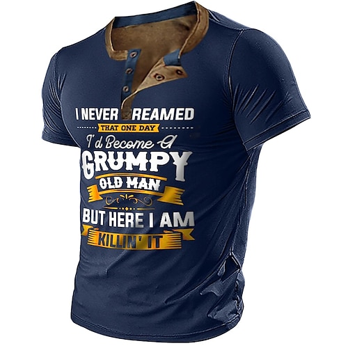 

Per uomo Camicia Henley Magliette grafiche Pop art Con lettere stampate Henley Abbigliamento Stampa 3D Da mare Per uscire Maniche corte Bottone giù Stampa Di tendenza Giornaliero Comodo