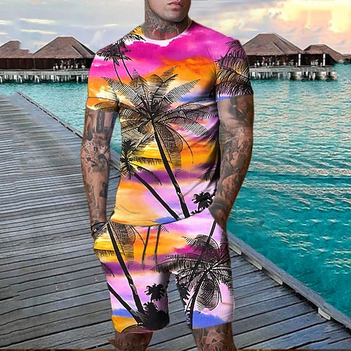 

Per uomo Set di pantaloncini e magliette Completi con t-shirt Pop art Albero di cocco Girocollo Abbigliamento Stampa 3D Esterno Giornaliero Manica corta Stampa 3D 2 pezzi 2 pezzi Hawaiano Originale