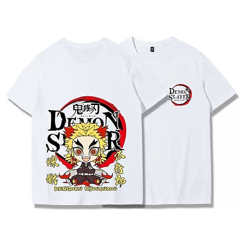 

Dämonentöter: Kimetsu no Yaiba Rengoku Kyoujurou T-Shirt-Ärmel Grafik T-shirt Für Herren Damen Unisex Erwachsene Heißprägen 100% Polyester