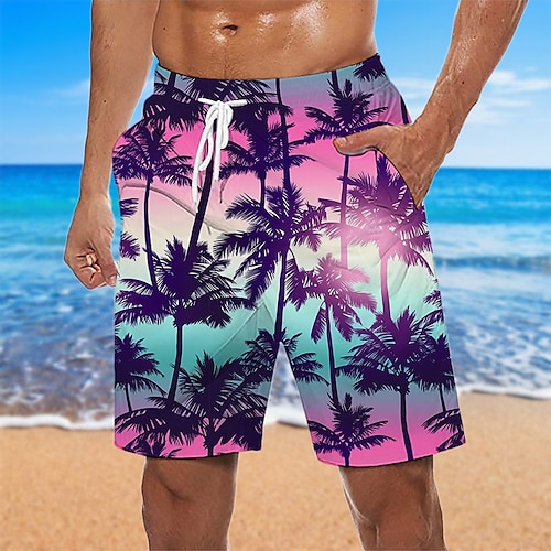 

Per uomo Boxer da surf Pantaloncini da mare Boxer da mare Pantaloncini estivi Pantaloncini da spiaggia A cordoncino con fodera in rete Vita elastica Albero di cocco Stampe astratte Asciugatura rapida
