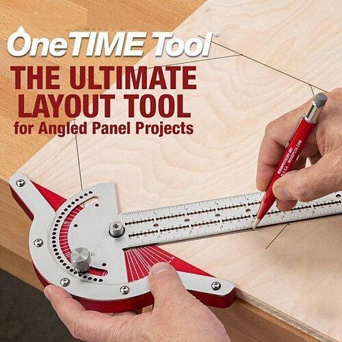 

Woodworker Edge Rule Stainless Steel Square Edge Ruler Woodworking Compass And Protractor Set, Multi-function Angle Measure Tool With Wall Hanging Storage Rack