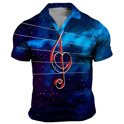 

Per uomo POLO Camicia da golf Golf Stampe astratte Musica Note A V Blu Verde Esterno Strada Maniche corte Stampa Abbigliamento Sportivo Di tendenza Streetwear Originale