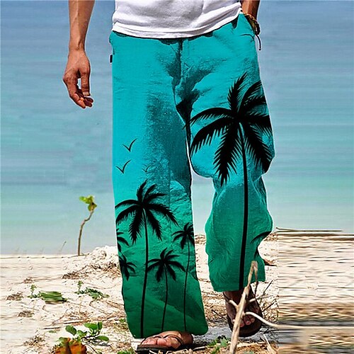 

Per uomo Pantaloni Pantaloni estivi Pantaloni da spiaggia A cordoncino Vita elastica Gamba dritta Albero di cocco Stampe astratte Comfort Informale Giornaliero Per eventi Streetwear Hawaiano Rosso Blu