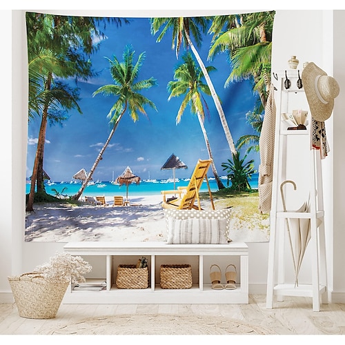 

Tapiz de pared con tema de playa, decoración artística, fotografía, telón de fondo, manta, cortina, colgante, hogar, dormitorio, decoración para sala de estar