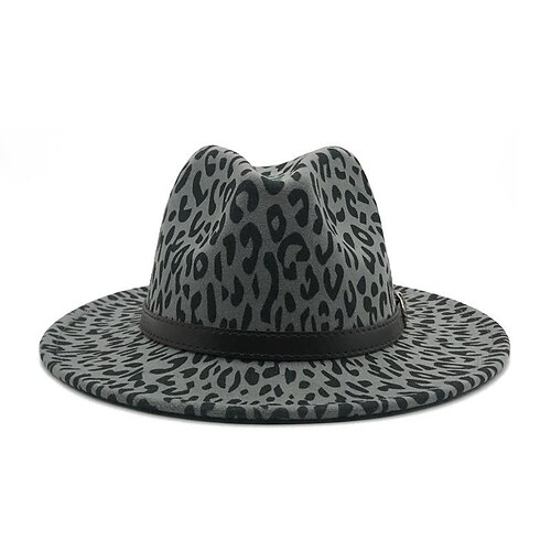 

Hatter Ull / Acryl Fedora Formell Retro Rød Med Leopard Hodeplagg Hodeplagg