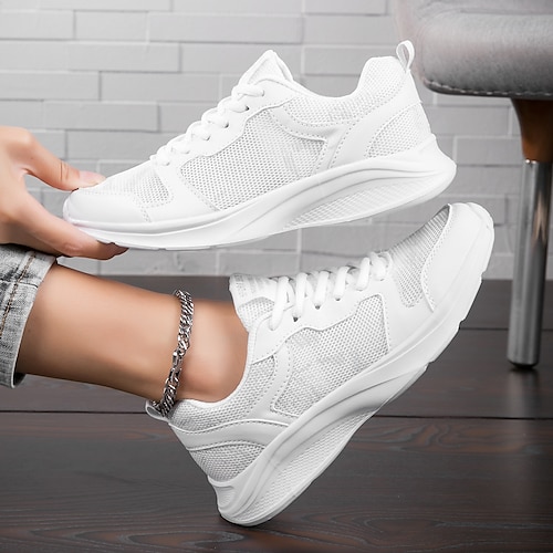 

Per donna Scarpe da ginnastica Scarpe Flyknit Scarpe bianche Esterno Giornaliero Estate Lacci Piatto Punta tonda Per sport Informale Corsa Tessitura volante Con lacci intrecciali Bianco