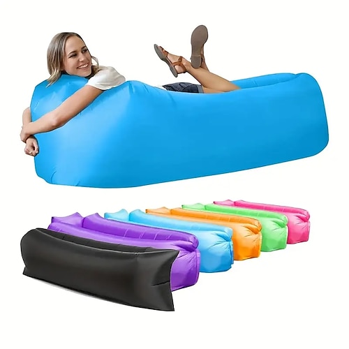 

relájese en cualquier lugar con esta tumbona inflable portátil e impermeable, perfecta para viajes de picnic en la playa ¡festivales de música!