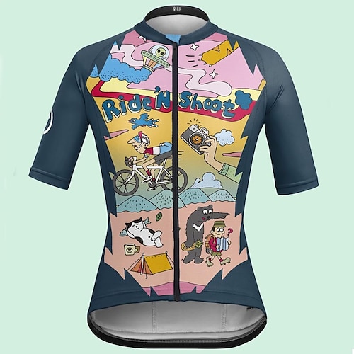 

21Grams Mulheres Camisa para Ciclismo Manga Curta Moto Blusas com 3 bolsos traseiros Ciclismo de Montanha Ciclismo de Estrada Respirável Pavio Humido Tiras Refletoras Bolso Traseiro Azul Gráfico