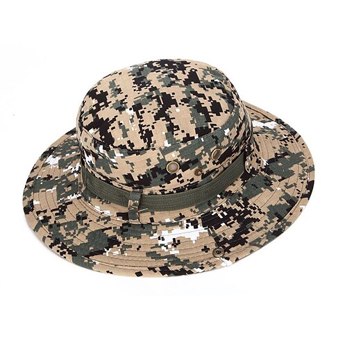 

Men's Women's Fisherman Hat Hiking Cap Outdoor Portable UV Sun Protection Breathable Soft Camouflage Cotton Polyester Black / Brown Blue Dark Green for