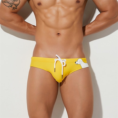 

Per uomo Costumi da bagno Slip da bagno A cordoncino Vita elastica Pop art Con cagnolino Traspirante Morbido Esterno Informale Giornaliero Hawaiano Moda Bianco Giallo Media elasticità