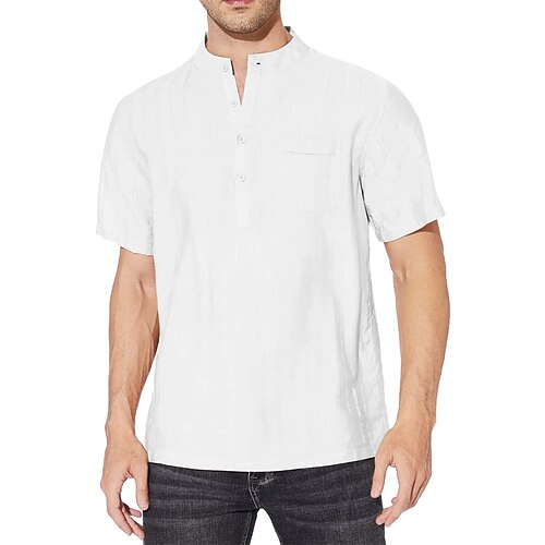 

Per uomo camicia di lino Camicia estiva Camicia da spiaggia Nero Bianco Verde chiaro Manica corta Colletto Mao Estate Informale Giornaliero Abbigliamento