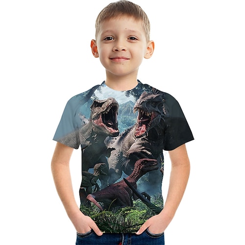 

mode dinosaur korte ærmer børn 3d printet t-shirt til mænd og piger kortærmet rund hals