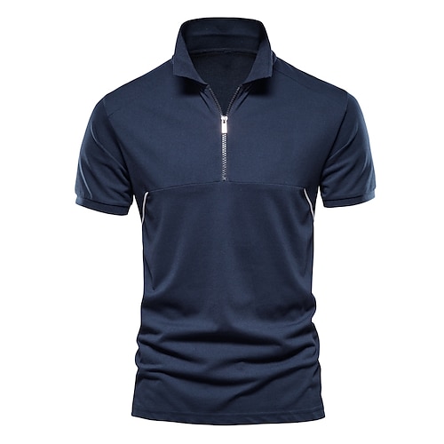 

Per uomo POLO Camicia da golf Golf Informale Per eventi Bavero Chiusura lampo quarto Manica corta Di tendenza Essenziale Liscio Chiusura lampo quarto Estate Standard Blu marino scuro POLO