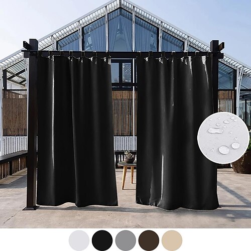 

2 painéis de cortina externa privacidade à prova d'água, cortina de pátio deslizante cortinas de fazenda, cortinas de pergola para gazebo, varanda, varanda, festa, hotel