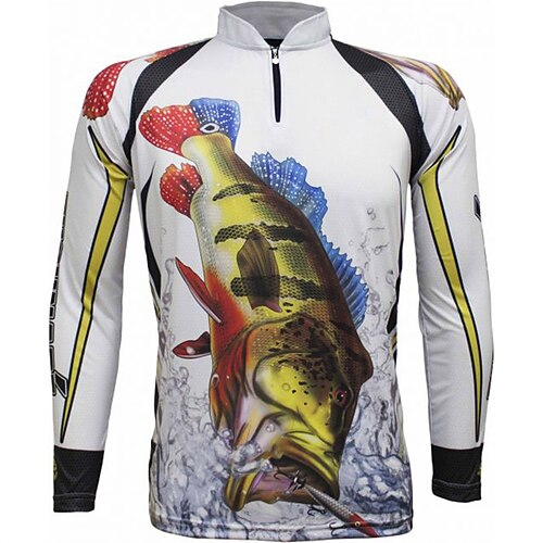 

Hombre Camisa de pesca Exterior Manga Larga Protección UV Transpirable Ligero Reductor del Sudor Secado rápido Camiseta Verano Primavera Exterior Pesca Blanco