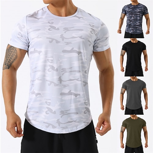 

Per uomo Camicia da allenamento T-shirt da corsa Manica corta Maglietta Sportivo Athleisure Traspirante Traspirazione umidità Morbido Fitness Allenamento in palestra Corsa abbigliamento sportivo