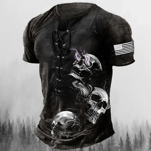 

Per uomo maglietta Magliette Pop art Teschi Colletto Abbigliamento Stampa 3D Informale Giornaliero Manica corta Lacci Stampa Di tendenza Originale Vintage