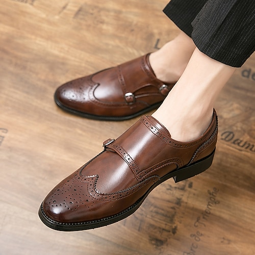 

Homens Mocassins e Slip-Ons Sapatos formais Sapatos de vestir Monge Tênis Tamanhos Grandes Negócio Casual Formais Diário Escritório e Carreira Couro Ecológico Preto Marron Primavera Outono