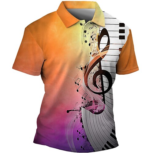 

Per uomo POLO Camicia da golf Golf Stampe astratte Musica Note Collo ripiegabile Giallo Blu Arancione Verde Esterno Strada Maniche corte Stampa Abbigliamento Sportivo Di tendenza Streetwear Originale