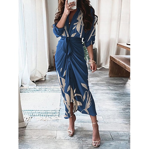 

Per donna Abito da lavoro Vestito tubino Abito semi formale Di tendenza Vestito longuette Lacci Increspato Colletto Manica lunga Pop art Alfabetico Morbido Nero Giallo Blu Estate Primavera S M L XL