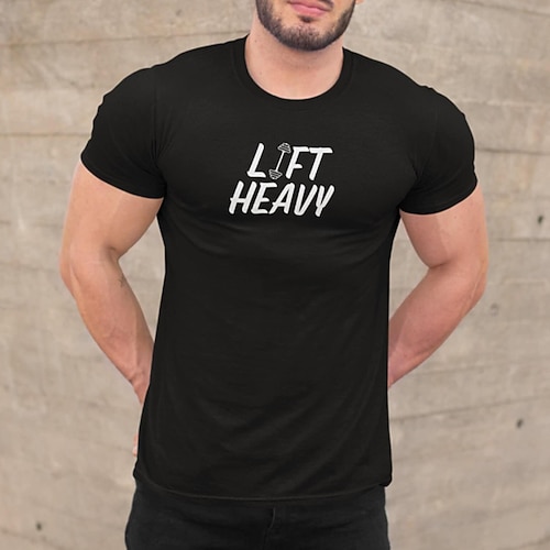 

Herre Store størrelser Big Tall T skjorte T-skjorter Crewneck Svart Kort Erme utendørs Ut på byen Trykt mønster Bokstaver Klær Bomullsblanding Gatemote Stilfull Fritid