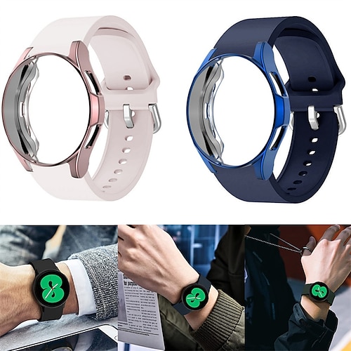 

Smart Watch Band for Samsung Galaxy Watch 5 Pro 45mm 4 Classic 42mm 46mm 3 41mm Active 2 40mm 44mm Gear Sport S3 Frontier S2 2 Neo Live Silicone Smartwatch Strap with Case Sport Band Replacement