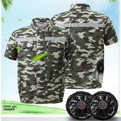 

Summer Air Conditioning Jacket USB Cooling Fan Clothes Short Sleeve 3 Speed Adjustable for Men/Women Outdoor Hot Weather Work