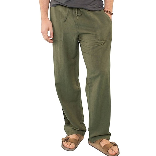 

Per uomo Pantaloni di lino Pantaloni Pantaloni estivi Pantaloni da spiaggia A cordoncino Vita elastica Liscio Comfort Traspirante Esterno Giornaliero Per uscire Misto cotone e lino Di tendenza
