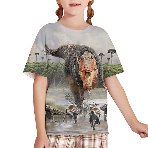 

mode dinosaur korte ærmer børn 3d printet t-shirt til mænd og piger kortærmet rund hals