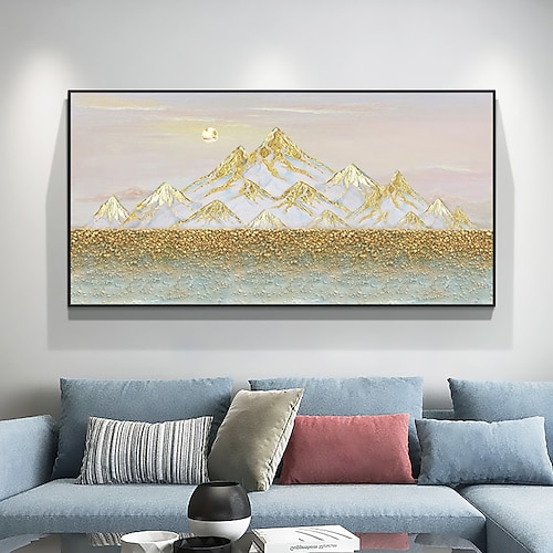 

peinture à l'huile faite à la main toile art mural décor original feuille d'or peinture de montagne peinture abstraite de paysage pour la décoration intérieure avec cadre étiré / sans peinture de