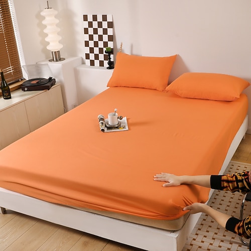 

housse de protection de matelas de couleur unie petite taille queen size housse de lit en polyester à poche profonde drap-housse de couleur unie résistant aux plis et à la décoloration twin/full/queen