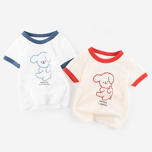 

Børn Pige T-shirt Dyr Afslappet Kortærmet Mode 7-13 år Sommer Lyserød Beige