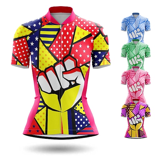 

21Grams Women's Cycling Jersey Short Sleeve Bike Top with 3 Rear Pockets Mountain Bike MTB Road Bike Cycling Breathable Moisture Wicking Quick Dry Reflective Strips Pink Red Blue Graphic Sports