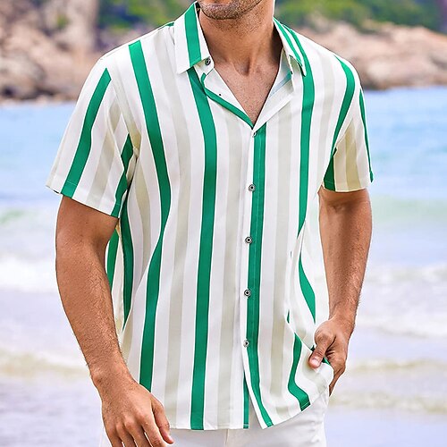

Per uomo Camicia Camicia con bottoni Camicia estiva Maglietta informale Camicia da spiaggia Rosso Blu Viola Verde Maniche corte A strisce Bavero Strada Da mare Stampa Abbigliamento Di tendenza Comodo