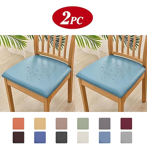 

2 uds. Funda elástica para silla de cocina, funda para asiento de silla blanca, negra y gris, elástica de cuero pu para comedor, fiesta, hotel, boda, suave, extraíble, lavable