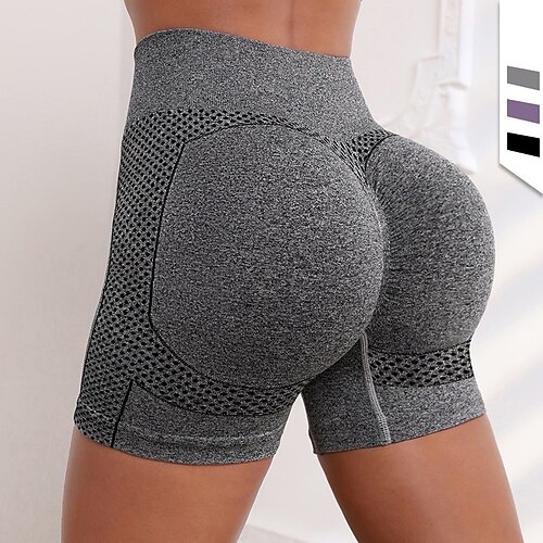 

Dame yogashorts Biker Shorts Scrunch Butt Mavekontrol Balleløft Hurtigtørrende Høj Talje Yoga Fitness Gym Træning Shorts Underdele Sort Lilla Grå Spandex Sport Sportstøj Elastisk Tynde