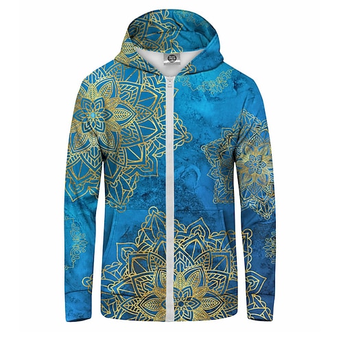 

Hombre Sudadera con capucha y cremallera completa Chaqueta Azul Piscina Con Capucha Florales Estampados Cremallera Estampado Deporte Diario Deportes Impresión 3D Ropa de calle Casual Primavera Otoño