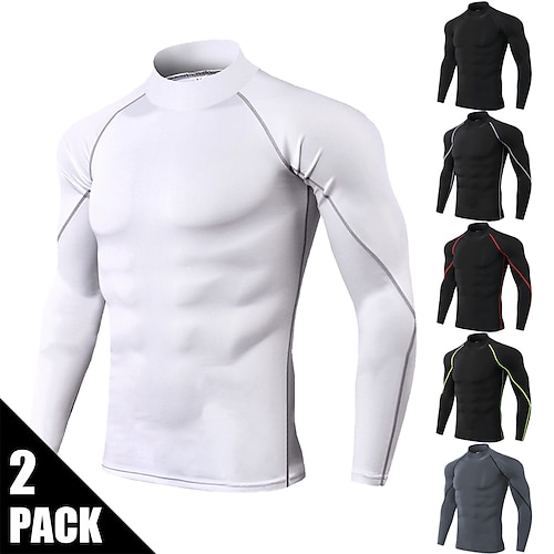 

arsuxeo uomo 2 pezzi base layer compressione camicia dolcevita manica lunga camicia da corsa top atletico spandex traspirante asciugatura rapida assorbimento del sudore alta elasticità corsa palestra allenamento abbigliamento sportivo abbigliamento sporti