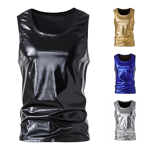 

Disko Disk 1980erne Skinnende Metallisk Maskerade Vest Herre Kostume Årgang Cosplay Fest / aften Uden ærmer 背心 Maskerade