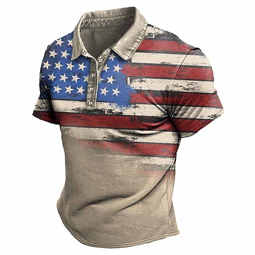 

Per uomo POLO Camicia da golf Golf Stampe astratte Bandiera Collo ripiegabile Cachi Esterno Strada Maniche corte Bottone giù Stampa Abbigliamento Sportivo Di tendenza Streetwear Originale