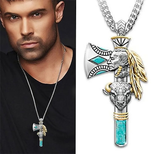 2 Stück Halsketten mit Tiermotiv, Gothic-Indianer-Anhänger, Halskette mit Anhänger, Schmuck für Damen und Herren